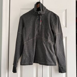 Rebook CrossFit Grey half Zip Athletic Pullover Fleece Jacket with Thumb Holes